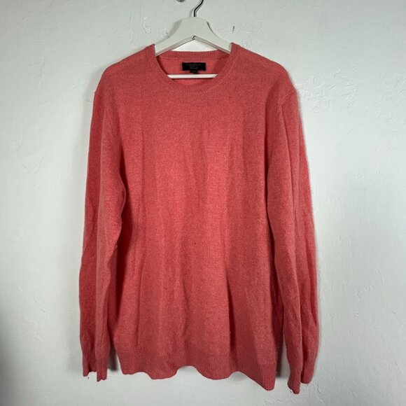 Club Room Luxury Cashmere Sweater Men Large Coral Crew Neck Long Sleeve Pullover - Picture 1 of 8